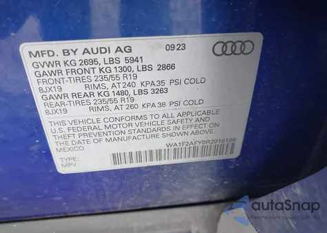 2024 Audi Q5 Prestige 55 Tfsi E S Line Quattro S Tronic из США, поврежденный, VIN WA1F2AFY0R2016198